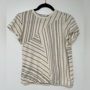 Anthropology Cream short sleeve blouse